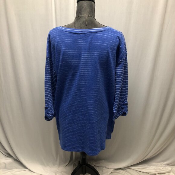 Sportelle Pullover Top Womens Size 2X Blue Striped Raglan Sleeve Sweatshirt - Picture 4 of 7